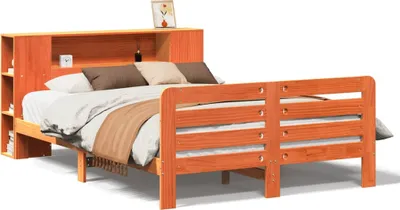 Produktbild von vidaXL Massivholzbett ohne Matratze Wachsbraun 135x190 cm Kiefernholz