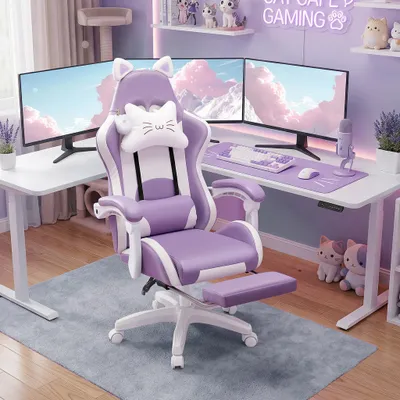 Produktbild von Gaming Stuhl mit Lendenwirbelstütze und Fußstütze 150kg, Bürostuhl Ergonomisch Schreibtischstuhl Racing Stuhl Computerstuhl Höhenverstellbar