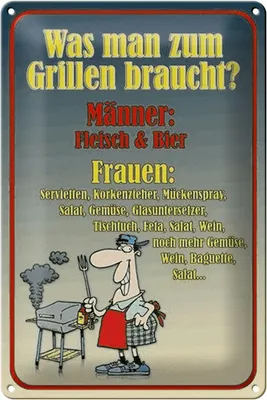 Produktbild von Blechschild Spruch 20x30cm Grillen Männer Fleisch Bier
