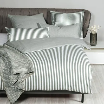 Produktbild von Janine Edelflanell Bettwäsche Chinchilla S 78060 160x210 cm + 65x100 cm salbeigrün