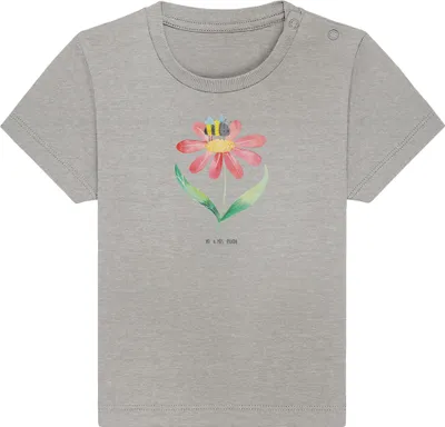 Produktbild von Mr. & Mrs. Panda  T-Shirt Hummel Blume 24. - 36. Monat - Heather Grey - Geschenk, Lustige Sprüche, Öko Baby, Natur, Hummeln, Baumwollshirt, Babyshirt, Wespe, Biene