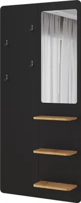 Produktbild von Wandgarderobe Vicco Jochen Schwarz/Eiche 70 x 150 cm mit Spiegel, Model 54268