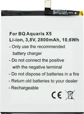 Produktbild von Akku passend für BQ Aquaris X5 Akku 2900 mit 3,8 Volt 2800
