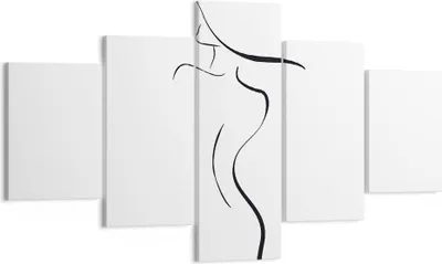 Produktbild von Bild auf Leinwand - Leinwandbild - 5 Teile - Minimalismus Frau Hut - 125x70cm - Wand Bild - Wanddeko - Wandbilder - Leinwanddruck - Bilder - Wanddekoration - Leinwand bilder - Wandbild - EA125x70-4908