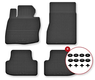 Image de Tapis de sol en caoutchouc pour BMW X6 F16 2014-2020 (SUV) – 4 pièces, noirs, semi-universel, adapté