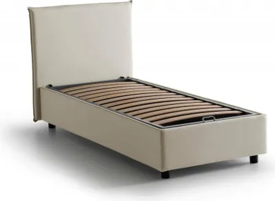 Produktbild von Einzelbett Dbaldo, Containerbett mit Stoffbespannung, 100%  Italy, Frontöffnung, passend für Matratze Cm 90x190, Beige
