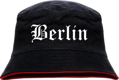 Produktbild von Berlin Anglerhut - Altdeutsche Schrift - Schwarz-Roter Fischerhut S/M SchwarzRot
