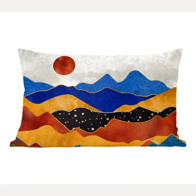 Produktbild von MuchoWow® Zierkissen Sofakissen Wohnzimmer Dekokissen 50x30 cm Marmor - Gold - Blau - Wohnzimmerdekoration - Polster mit Photo