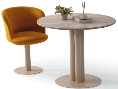 Image de Ensemble de salle à manger élégant Table ronde design Chaise raffinée 2 pièces