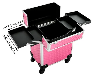 Produktbild von Kosmetikkoffer Trolley, 34 * 24 * 41 cm, Friseurkoffer für Visagisten und Hairstylisten (Pfirsichfarbe)