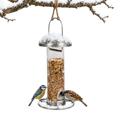 Produktbild von horizont Vogelfutterspender Edelstahl, Futtersäule für Vögel, 28 x 14 cm
