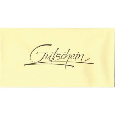 Produktbild von Gutscheinkuvert, creme, ca. DIN lang, Aufschrift „Gutschein“