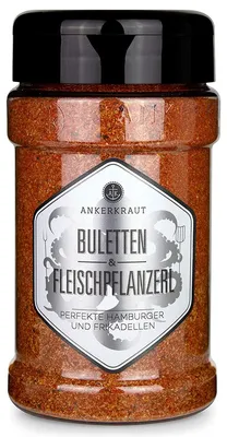 Obrázek produktu pro Ankerkraut Buletten & Fleischpflanzerl, Práškové koření, Černý pepř, Fried onion, Česnek, Ground mustard, Cibule, Surová cukrová třtina, Mořská..., Konzervant, 220 g, Plastová nádoba, 1 kusů