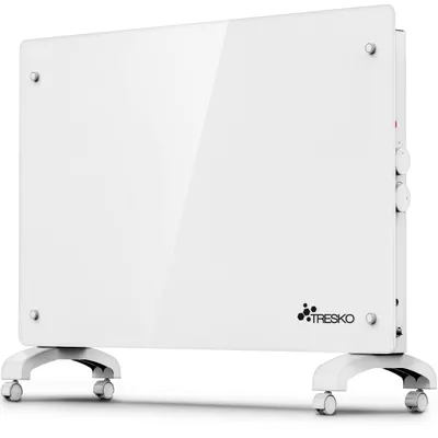 Obrázek produktu pro Konvektorový ohřívač, skleněný – 1500 W, bílý – vhodný do koupelny
