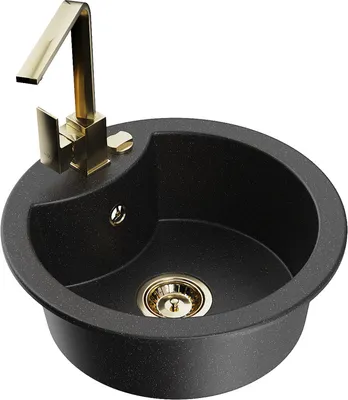 Produktbild von Mexen Diego 1-Becken-Granit-Spüle mit Mischbatterie Rita, Schwarz/Silbermetallic - 6512-73-670300-50