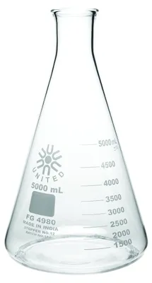 Erlenmeyerkolben, Borosilikatglas, 5000 ml, schmaler Hals
