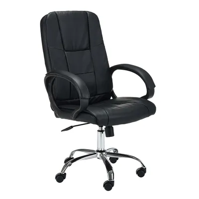 Produktbild von Drehstuhl – Bürostuhl – Home-Office Stuhl – Chefsessel – Schwarz – 62 cm – ergonomischer Drehstuhl mit moderner Kunstleder Polsterung