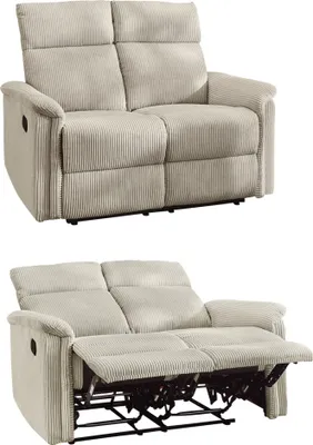 Produktbild von 2-Sitzer-Relaxsofa Federkern Couch m. Liegefunktion verstellbar Bezug Cord Beige / 15505