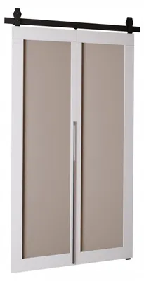 Produktbild von KierMoebel Schiebetür Komplettset QUDIO M1 Weiß + Kaschmir 96x205x3,2 cm Wohnzimmer Schiebetür