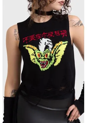 Image de KILLSTAR - Gilet à rayures "Gremlin", couleur noire