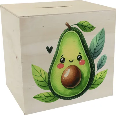 Produktbild von Lächelnde Avocado Spardose aus Holz