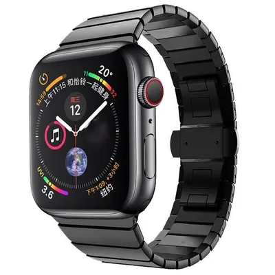 Image de Pour Apple Watch Series Ultra 1 + 2 49mm 9 8 7 45 / 6 SE 5 4 44 / 3 2 1 42mm Style Acier Noir Bracelet de remplacement Smart Watch Nouveau