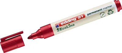 Zdjęcie produktu dla Marker permanentny edding 21 EcoLine wielokrotnego napełniania 1,5-3mm czerwony Opakowanie 10 szt