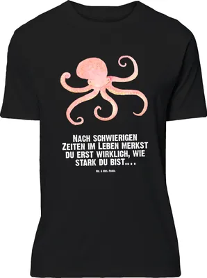 Produktbild von Mr. & Mrs. Panda Größe L T-Shirt Tintenfisch - Schwarz - Geschenk, Tshirt, Wasser, Ozean, Krake, Lustige Sprüche, Meer, Meerestier, Shirt, mit Spruch
