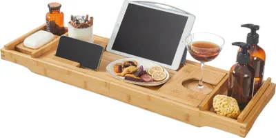 Productafbeelding van Bamboe badplank - Verstelbare badplank - 75-109 x 4,5 x 23 cm
