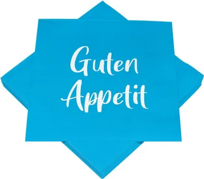 Produktbild von 20 Servietten türkis blau "Guten Appetit" 33 x 33 cm