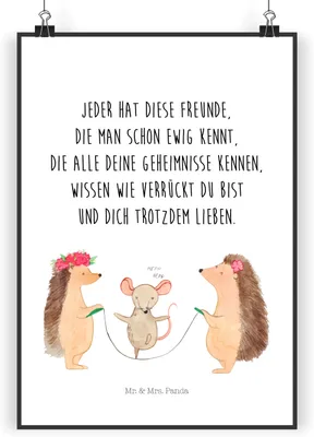 Produktbild von Mr. & Mrs. Panda Bild Igel Seilhüpfen DIN A4 - Weiß - Geschenk, drucke, Kinder, Lustige Sprüche, Wandbild, wanddeko, Plakat, Kindergarten, Seilspringen, typografie poster