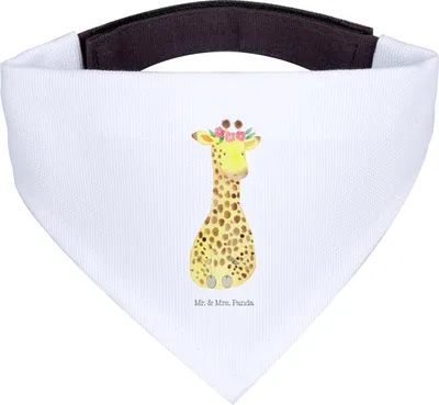 Produktbild von Mr. & Mrs. Panda Hunde Halstuch Giraffe Blumenkranz - Weiß - Geschenk, Hals Tuch, für Hund, Freundin, Abenteurer, Afrika, Bandana, Dreieckstuch, Selbstliebe