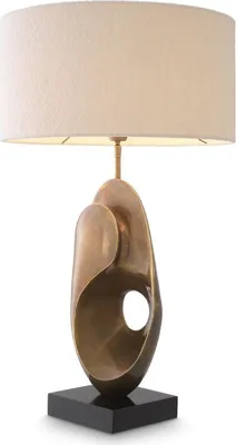 Produktbild von Casa Padrino Luxus Tischleuchte Vintage Messing / Schwarz / Creme Ø 50 x H. 83 cm - Schreibtischleuchte mit rundem Lampenschirm - Luxus Tischleuchten - Luxus Schreibtischleuchten - Luxus Leuchten