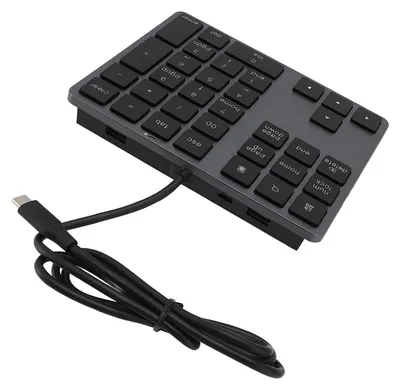 Obrázek produktu pro Kabelová numerická klávesnice s rozhraním USB 3.1, rozbočovač 5 Gb/s, 34 kláves, externí klávesnice, tenká kabelová numerická klávesnice pro notebooky a stolní počítače