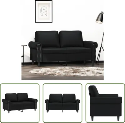 Immagine prodotto di The Living Store Divano a 2 posti nero 120 cm in Pelle finta