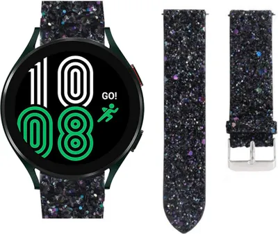 Produktbild von Strap-it Samsung Galaxy Watch 5 Pro Glitzerlederarmband (Schwarz)
