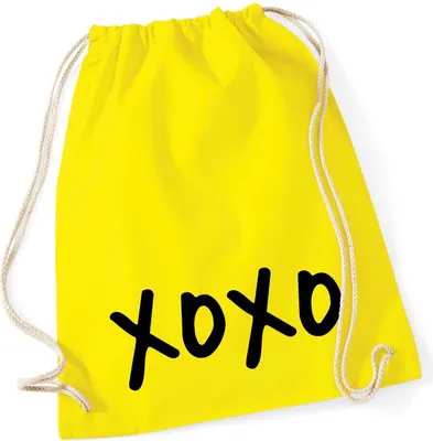 Produktbild von Huuraa Turnbeutel XOXO Kuss 12 Liter Yellow Baumwolle Rucksack Geschenkidee