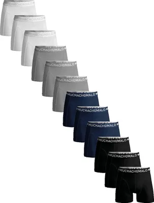 Produktbild von Muchachomalo Herren Boxershorts – 12er Pack – Baumwolle Stretch – Bequeme Unterwäsche – Größe 6XL - U-SOLID1010-1162