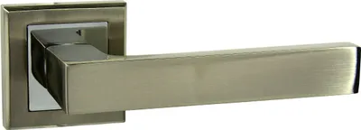 Produktbild von DOMINO Türgriff ohne Schlossrosette | quadratische Rosette | Türklinke für Zimmertür, Bürotür | Türbeschläge aus Aluminium | Chrom/Nickel |ENE QR M6/M9