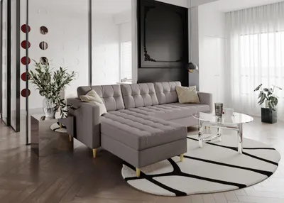 Produktbild von Ecksofa Norvik L-Form skandinavischer Stil, Velours. Seite: Universell, Stoff: Norvik_ELEMENT_03
