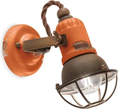 Produktbild von Spot Metall Keramik verstellbar Orange Shabby Antik Rostbraun E14 Vintage Design Keramiklampe