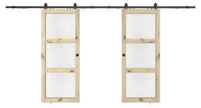 Produktbild von Wandschiebetüren aus Holz und gehärtetem Glas - 3 Fenster - 2 x H 205 x B 83 cm - ACOSTA II