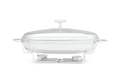 Produktbild von Stövchen Speisenwärmer Gehärtetes Glas Edelstahl Warmhaltebehälter Catering OVAL