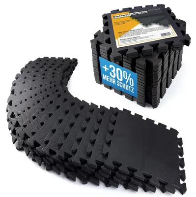 Produktbild von Bodenschutzmatten XXL 1,5 m, Puzzlematte, Fitnessgeräte, für Fitnessraum, schwarz