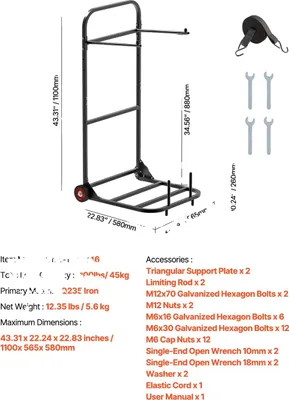 Produktbild von Stuhlwagen, langlebige Stahlkonstruktion, verstellbar für 10 Stühle, 100 LBS