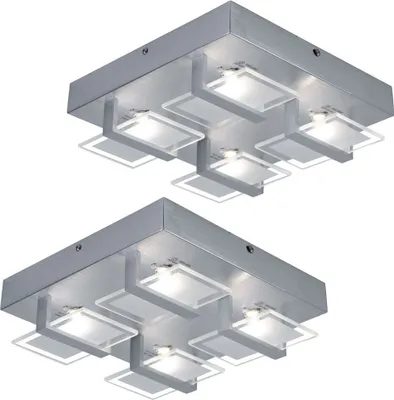 Produktbild von 2x LED Deckenleuchte, 4 flammig, Glas, klar, satiniert, L 26cm