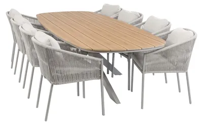 Produktbild von 9-teiliges Garten-Set | 8 Elvira Gartenstühle | 280 cm Cadiz Gartentisch | Camel
