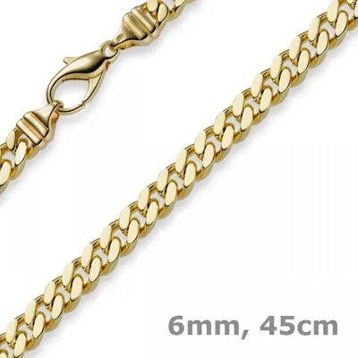 Produktbild von 6mm Panzerkette Kette Collier aus 585 Gold Gelbgold Goldkette 45cm Uni