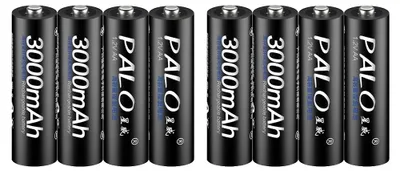 Immagine prodotto di Batterie ricaricabili, capacità 3000mAh, caricabatterie a 8 slot, per 8 batterie AA da 1,2V