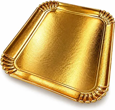 Produktbild von Serviertabletts, goldfarben, 32 x 42 cm - Set mit 25 Stück - Lebensmittelgeeignet - Biologisch abbaubar